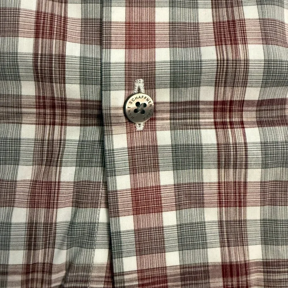 Hart Schaffner Marx Red & Gray Plaid Short Sleeve Button-Up Shirt - XL (New with